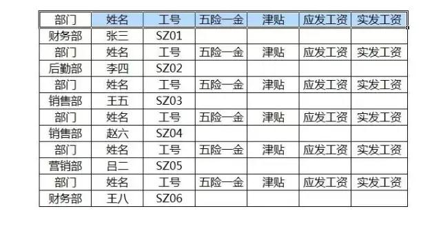 工资条的制作方法