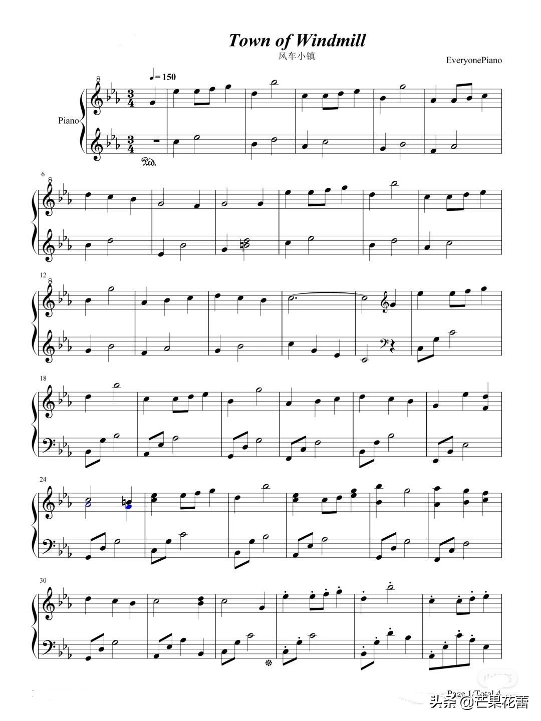 新手最简单的钢琴曲谱